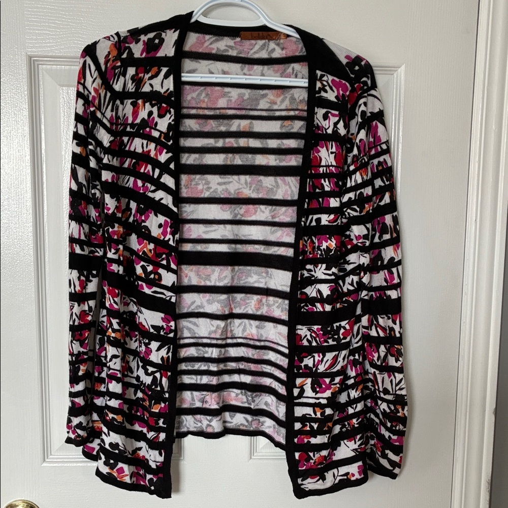 Belldini Floral Striped Women's Sweater